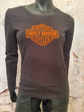 Harley Davidson Orange Blingy Long Sleeve Tee